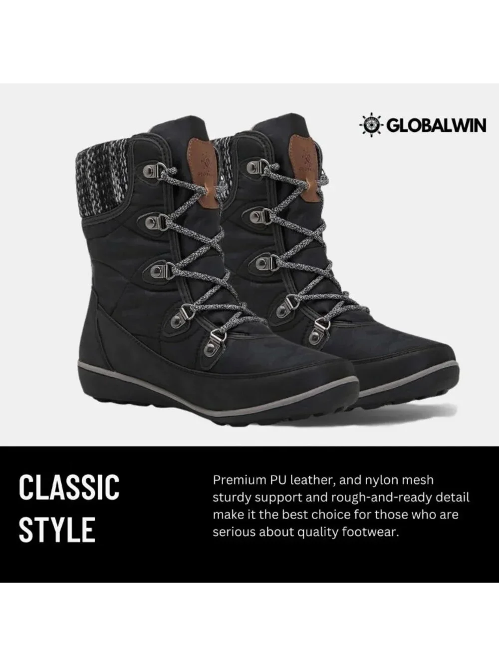 Cozy Waterproof Mid-Calf Winter Snow Boots with Fleece Lining & Non-Slip Sole